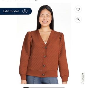Quilted cardigan sweatshirt